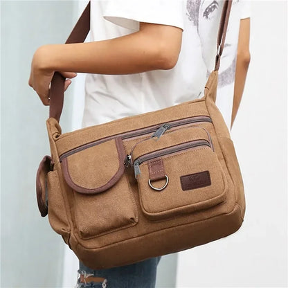 Men's Casual Sling Bag – Vintage Crossbody Messenger Shoulder Bag for Travel & Outdoor Use