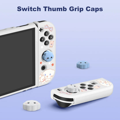 Adorable Big-Eared Dog Switch Case: Compatible with Nintendo Switch OLED/NS - Includes 4 Cloud Joystick Caps - Protect and Personalize Your Console