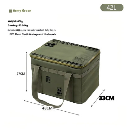 Insulated Tactical Camping Bag - Waterproof Foldable Outdoor Picnic & Tableware Storage Bag, 30L/42L/56L Large Capacity