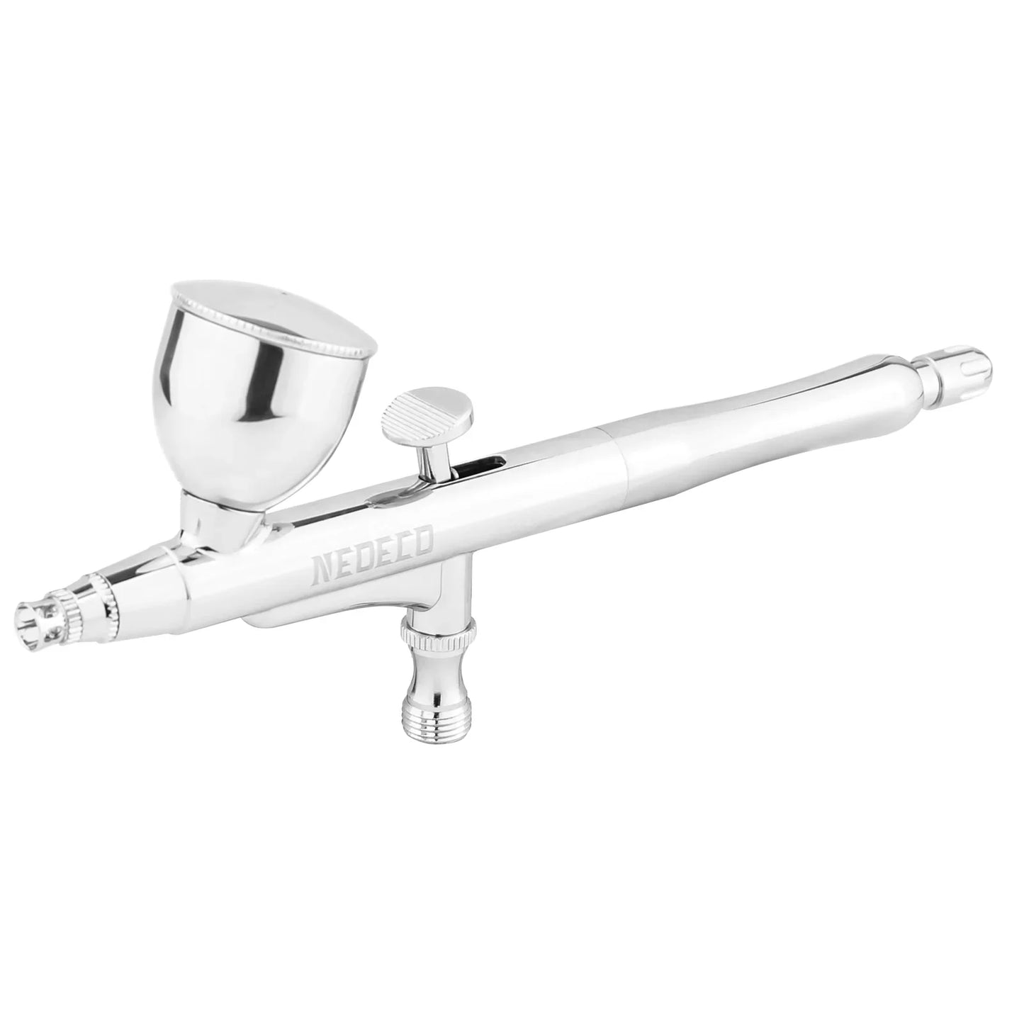 Dual-Action Airbrush with Auto-Centering Nozzle, 7cc/13cc Cups, 0.2/0.3/0.5mm Needles for Modeling, Makeup, Nail Art & Painting
