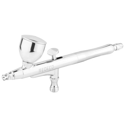 Dual-Action Airbrush with Auto-Centering Nozzle, 7cc/13cc Cups, 0.2/0.3/0.5mm Needles for Modeling, Makeup, Nail Art & Painting