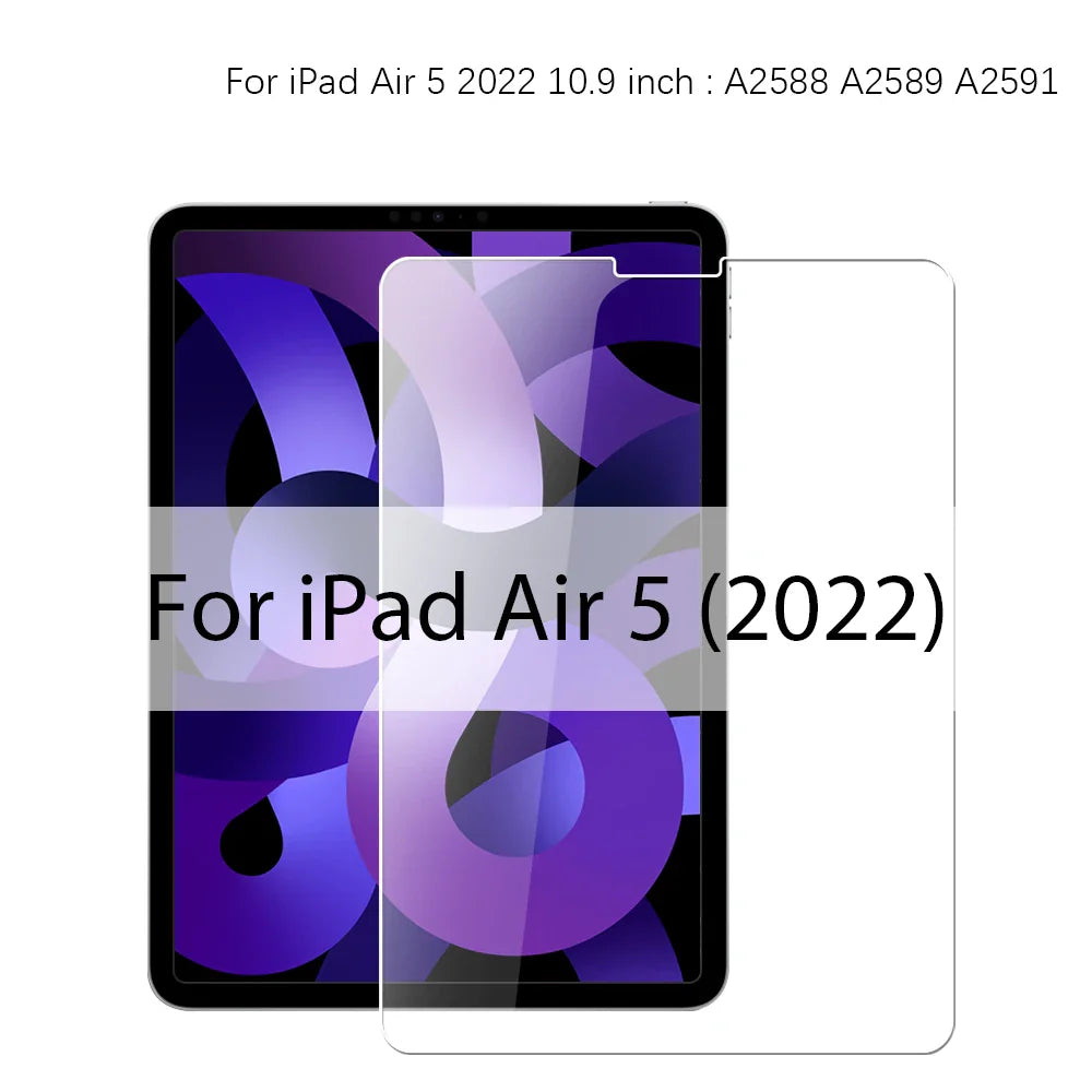Tempered Glass Screen Protector for iPad A16 9th/10th Gen, Pro 13 M4, Air 11 M2/M3/5/4/3/2, Mini 6/7