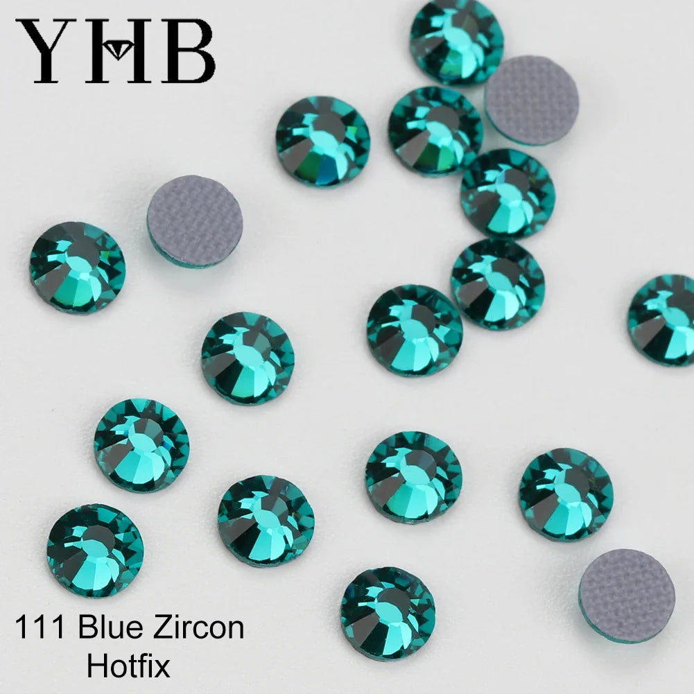 YHB 101-127 Hotfix Crystal Rhinestones - Glitter Glass Flatback Gems for Bags, Shoes, Garments, Phone & Nail Art DIY
