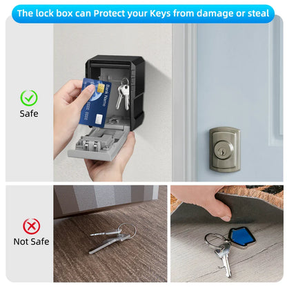 Camluxy Wall-Mounted Key Lock Box – Weatherproof 4-Digit Password Safe for Indoor & Outdoor Anti-Theft Key Storage