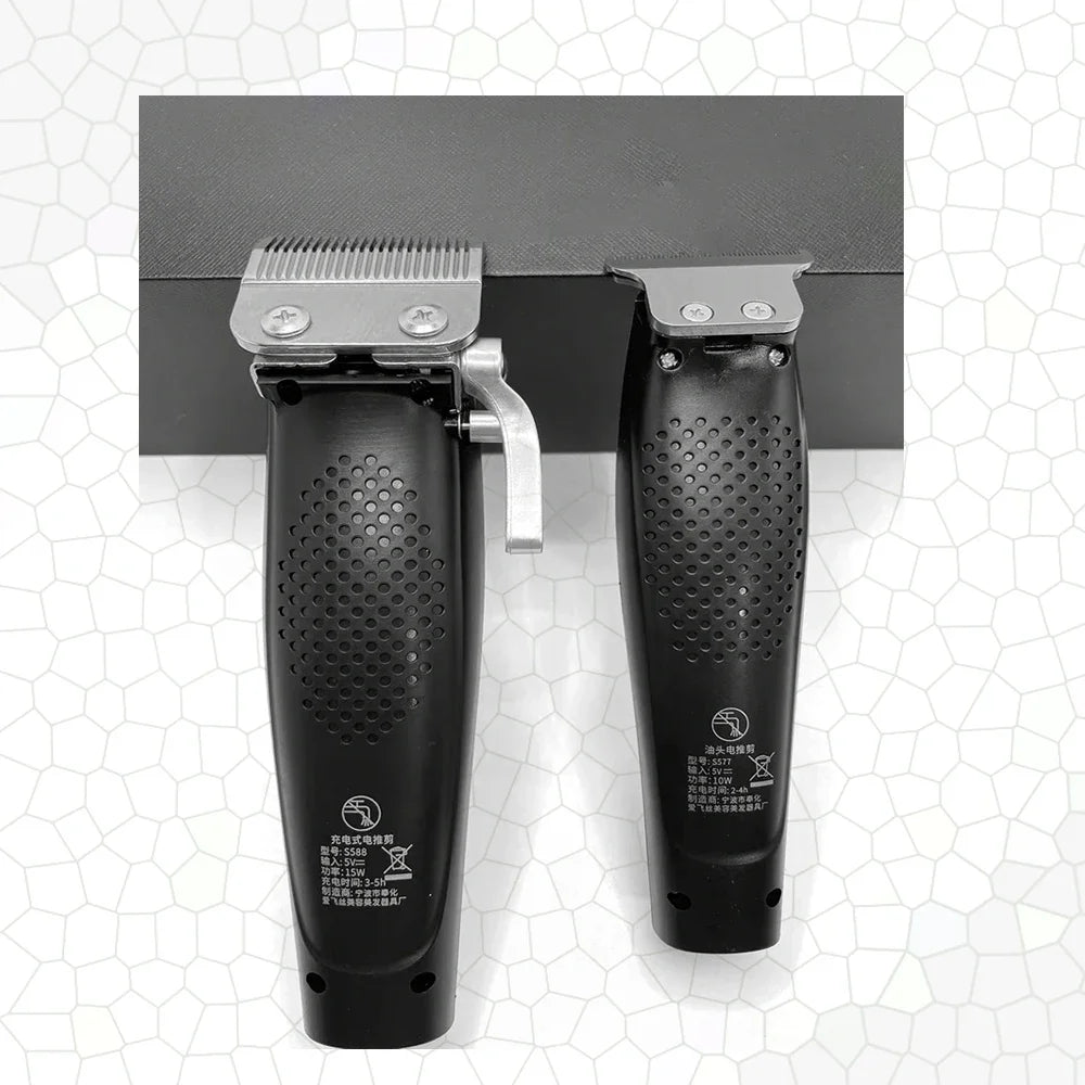 Professional Men’s Hair Clipper Set - Vintage 6500RPM Low-Noise Ceramic Blade Trimmer for Home & Salon Use