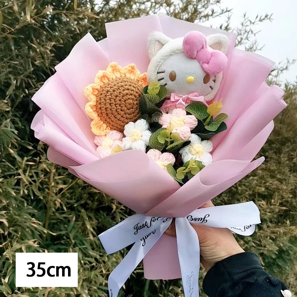 Hello Kitty Plush Bouquet — Anime Rose Soap Flowers for Wedding & Home Decor