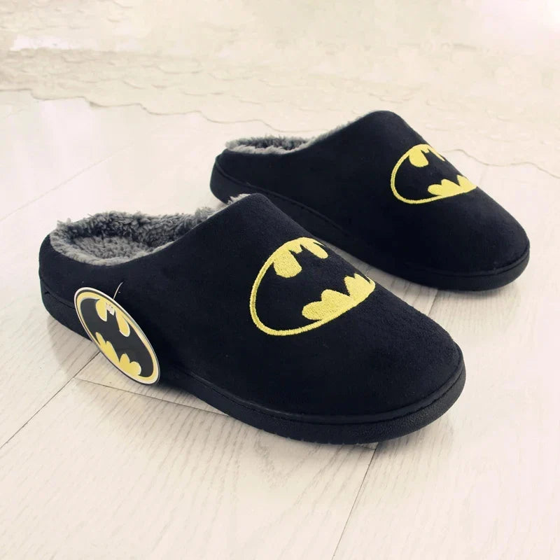 Batman Winter Slippers for Women & Men – Warm Plush, Non-Slip Indoor Floor Slides, Cartoon Anime DC Cotton Slippers for Couples