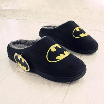 Batman Winter Slippers for Women & Men – Warm Plush, Non-Slip Indoor Floor Slides, Cartoon Anime DC Cotton Slippers for Couples
