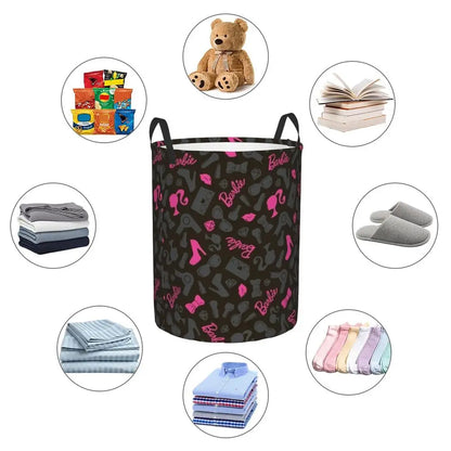 Custom Barbie Logo Laundry Basket – Collapsible Large Capacity Clothes Storage Bin, Disney Baby Hamper