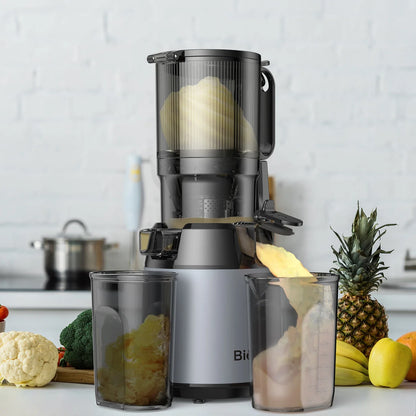 BioloMix Cold Press Juicer — 130mm Feed Chute, Whole Fruit & Vegetable Slow Masticating Juicer, High Yield BPA-Free