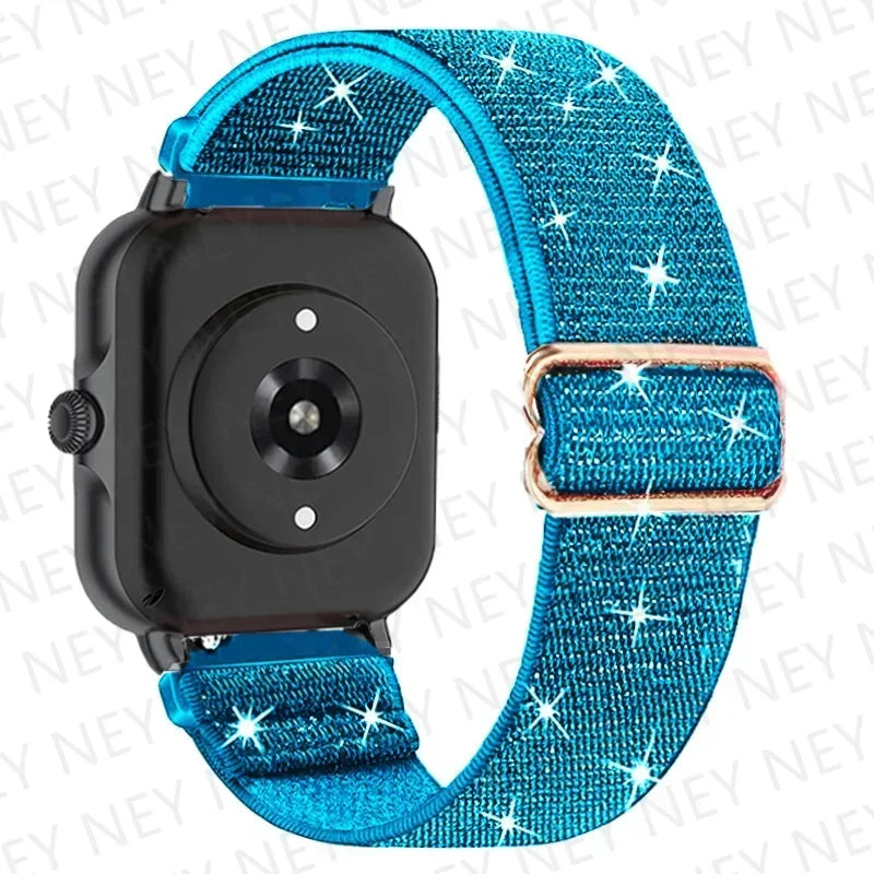 Nylon Elastic Watch Band for Amazfit GTS/GTR 4-3-2, Stratos & Bip Series – Bohemian Shiny Adjustable 20mm/22mm Strap