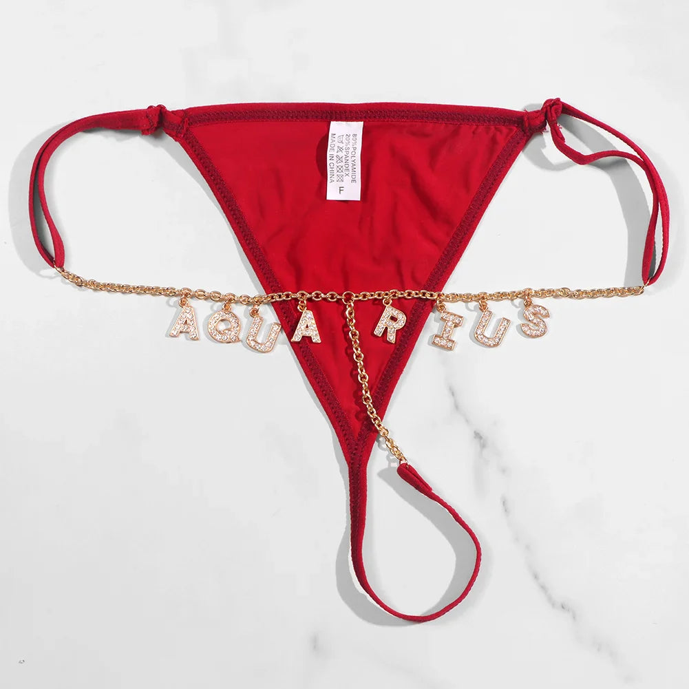Custom Name Letter Women’s Thong Panties – Sexy Low Waist Adjustable Comfort Lingerie Underwear