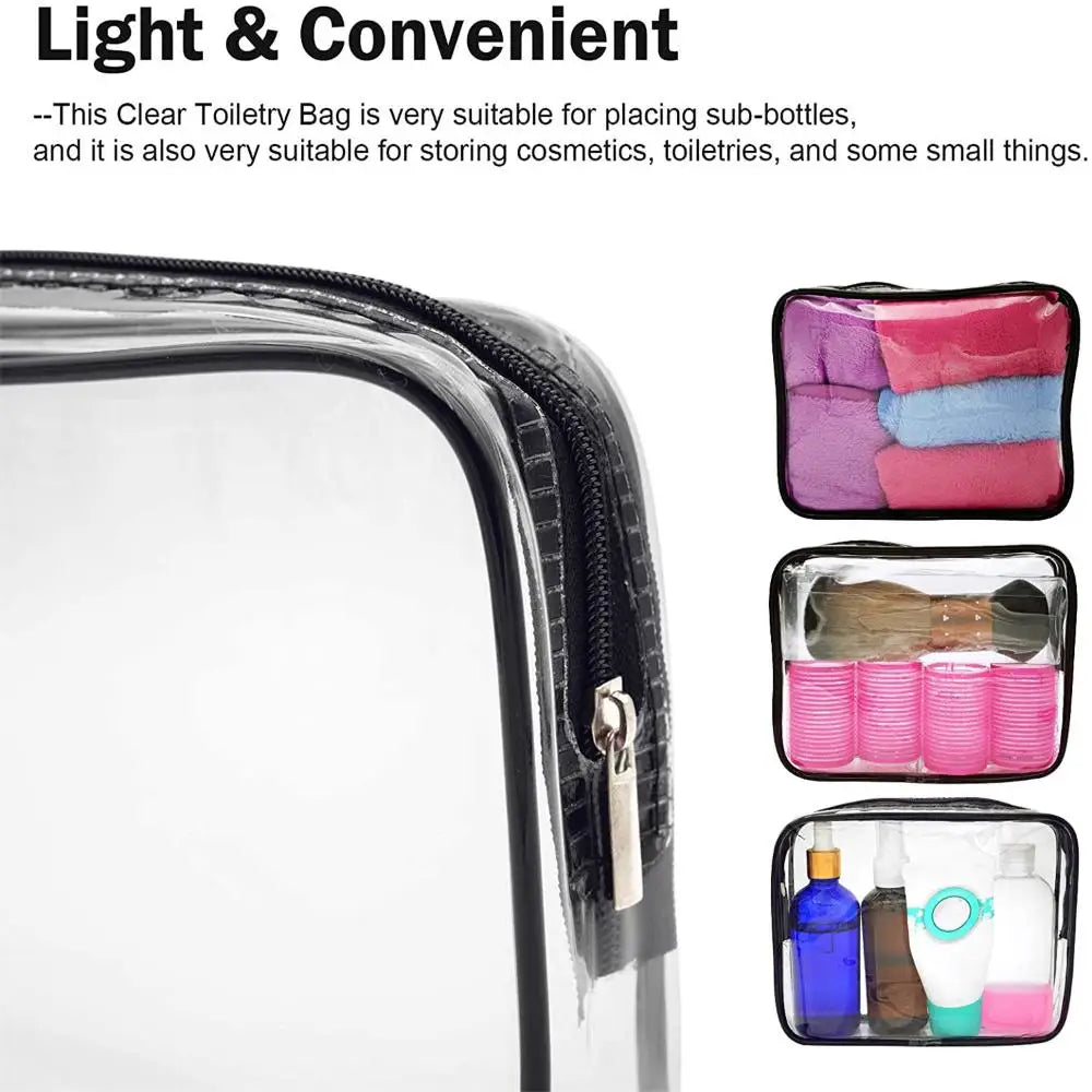 Women's Waterproof Transparent Zipper Cosmetic Bag – Toiletry Storage Pouch & Makeup Case