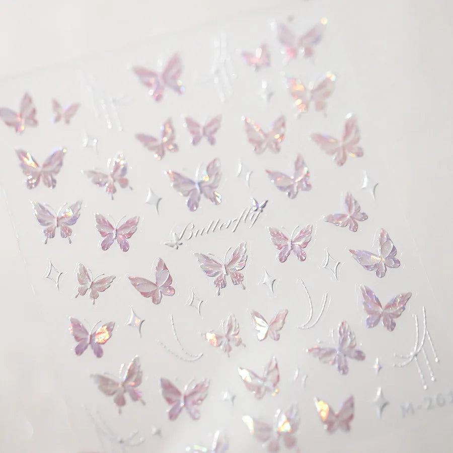 5D Glitter Butterfly Nail Sticker – Kawaii Aurora Nail Art Decal for DIY Manicure & Nail Decorations