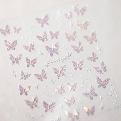 5D Glitter Butterfly Nail Sticker – Kawaii Aurora Nail Art Decal for DIY Manicure & Nail Decorations