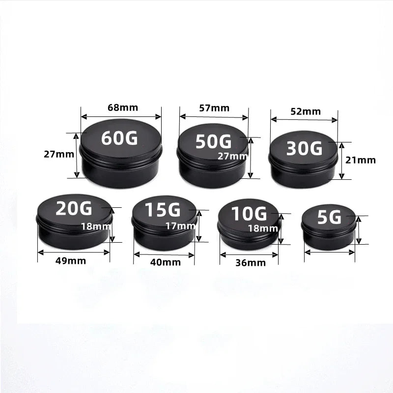 Mini Aluminum Tin Boxes – Round Metal Containers with Lids for Cosmetics, 5g-60g, Multiple Colors