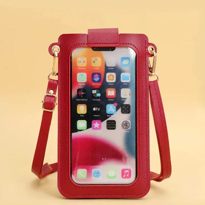 Women's Soft Leather Wallet Crossbody Bag – Touch Screen Phone Purse with Shoulder Strap