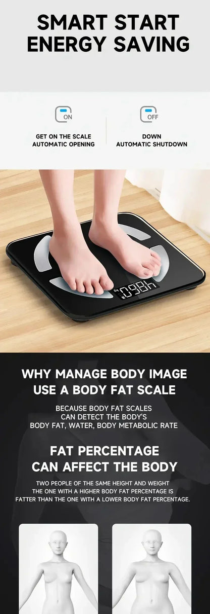 HOT Smart Body Fat Scale — High-Precision Bluetooth Weight Scale with HD Display & Mobile App | BMI, Fat & Muscle Analysis