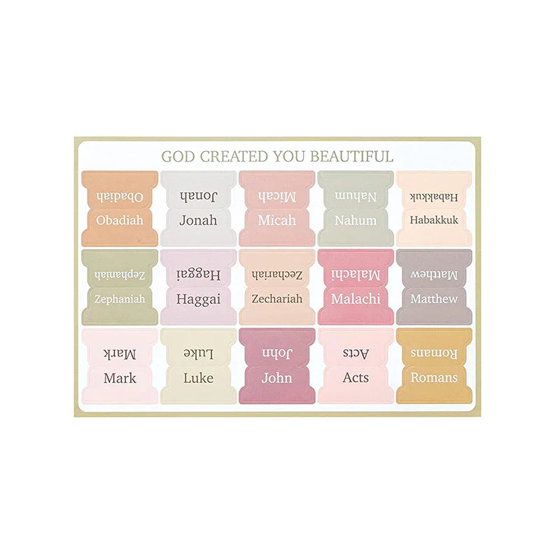 Bible Tabs Set of 75 - Minimal Morandi Design - Laminated Tabs for Women and Men - Ideal for Study Bible & Indexing