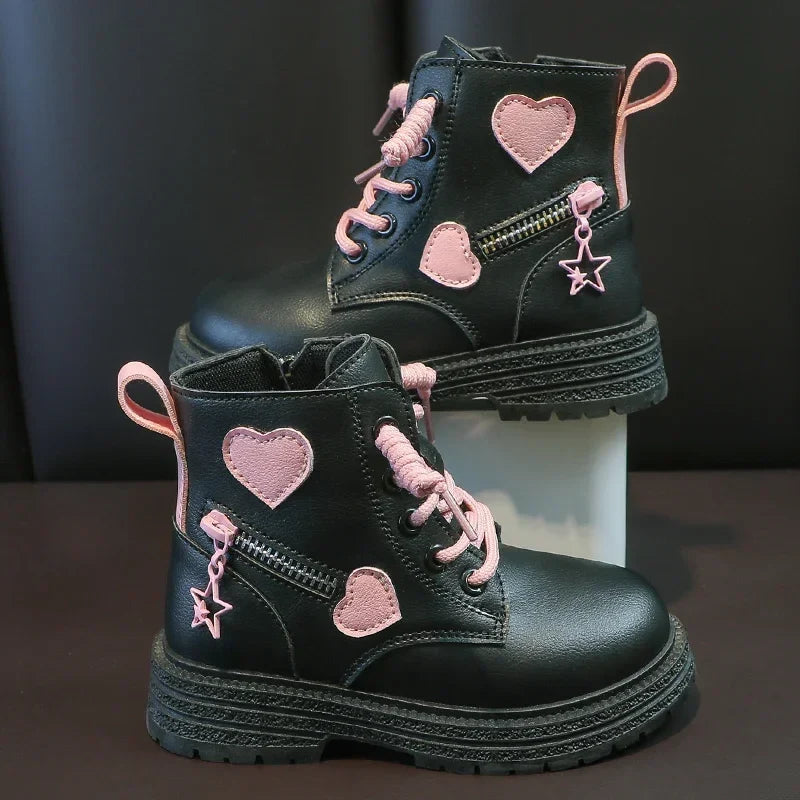 Girls’ Winter Boots - Pink Princess Rubber Boots with Soft Sole, Side Zip & Round Toe