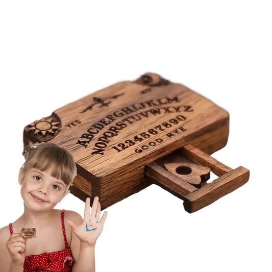 Handmade Miniature Ouija Board | Wooden Talking Spirit Board with Planchettes for Divination