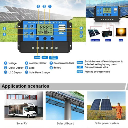300W/600W Solar Panel Kit - Complete 12V Polycrystalline USB Power, Portable Outdoor Rechargeable Solar Cell Generator