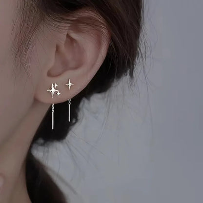 PANJBJ925 Sterling Silver Hoop Earrings - Frosted Geometric Design Fashion Jewelry Gift for Women
