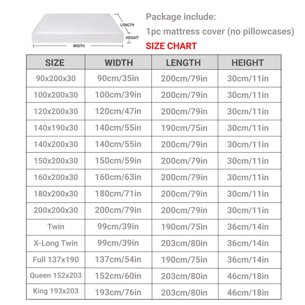 Waterproof Mattress Protector with Zipper - Soft, Breathable & Noiseless Cover for Single, Double, Queen, or King Size Bed