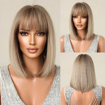 CharmSource Pink BOBO Short Synthetic Wig – Natural Wavy Heat Resistant Hair Wig for Women, Party & Daily Wear