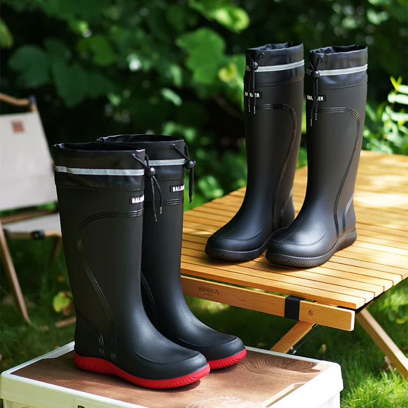 Men’s & Women’s High-End Rain Boots – Waterproof, Non-Slip Short & Mid-Calf Rubber Boots with Drawstring