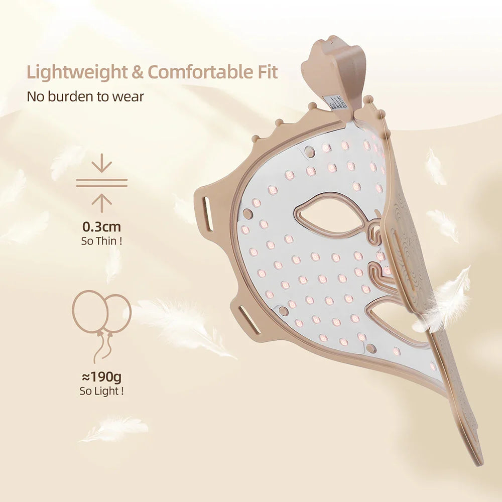 7-Color Photon Silicone LED Face Mask — 3D Facial Beauty Device with Red Light Therapy for Skin Repair & Brightening, Wireless Use
