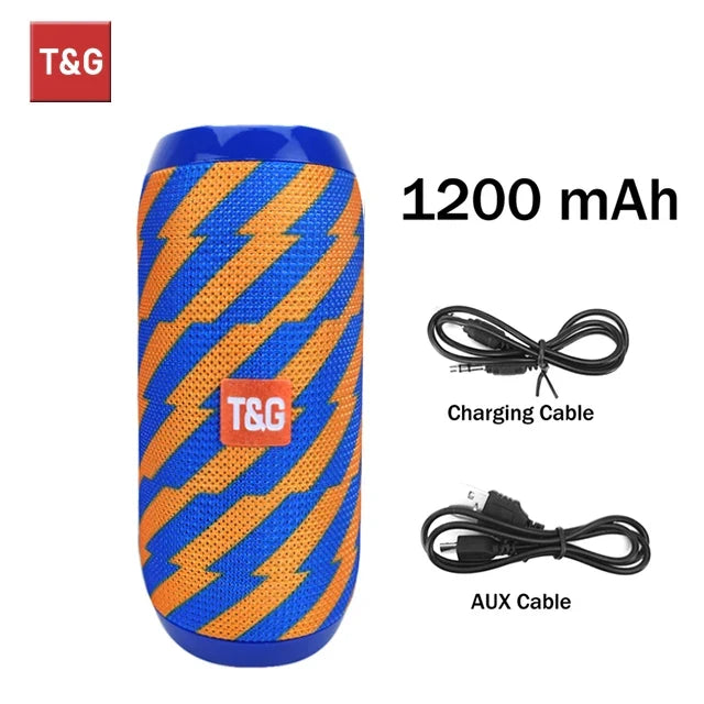 T&G TG117 Bluetooth Speaker - Portable Waterproof TWS Stereo Sound Box with TF Card & FM Radio for Outdoor Music