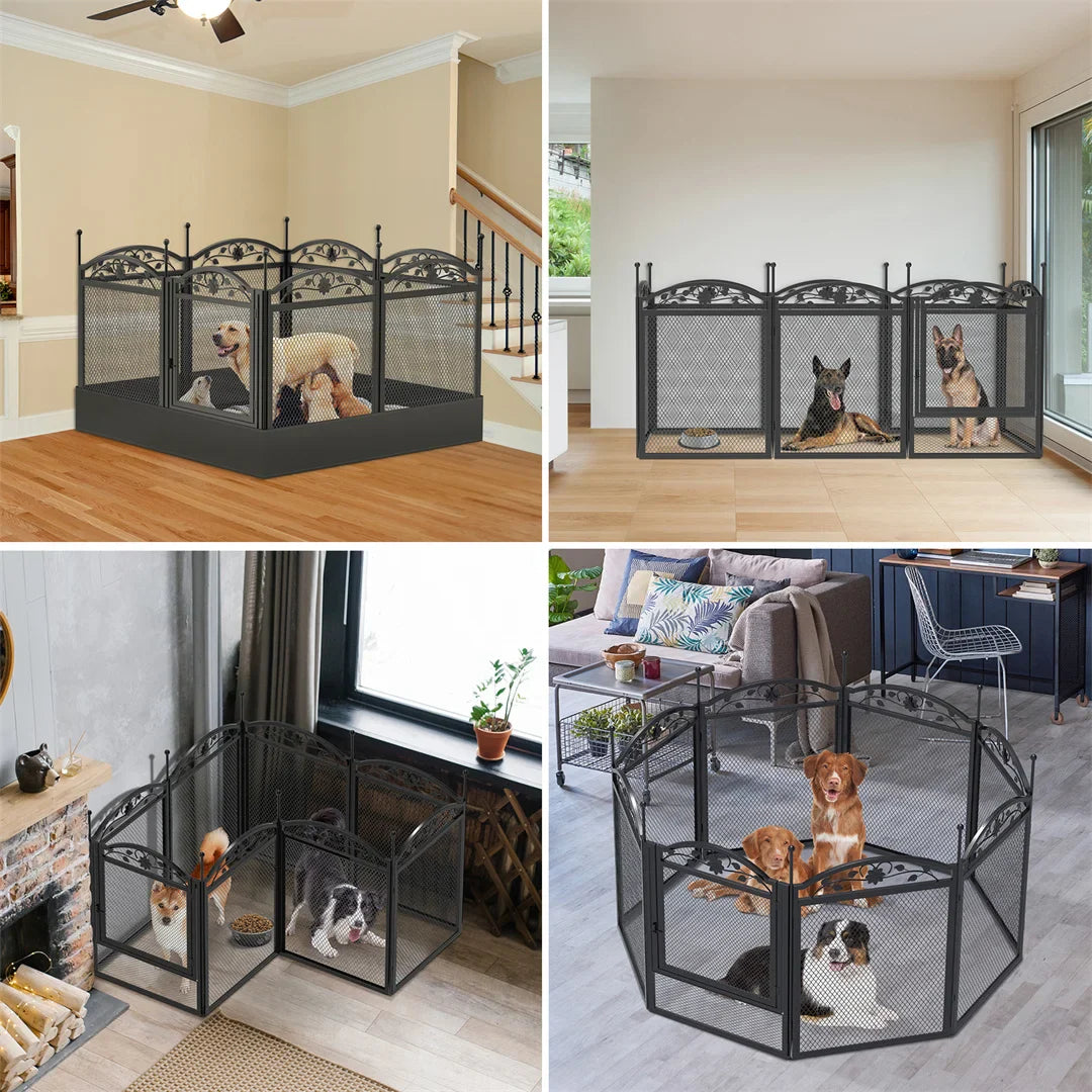 8-Panel DIY Heavy Duty Dog Playpen – Indoor & Outdoor Metal Puppy Fence with Waterproof Pad for Whelping and Training