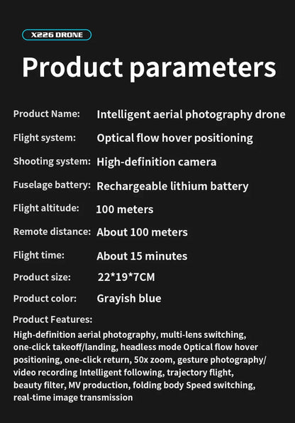 X226 Drone VR – Brushless RC Quadcopter with Dual HD Camera, Optical Flow Hover, Obstacle Avoidance, Remote Control Toy for Boys