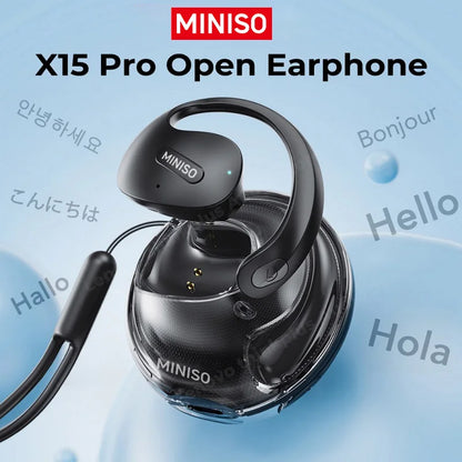 MINISO X15Pro AI Translator Earbuds — Bluetooth Wireless Sports Headphones, Waterproof HD Call Earphones with Mic