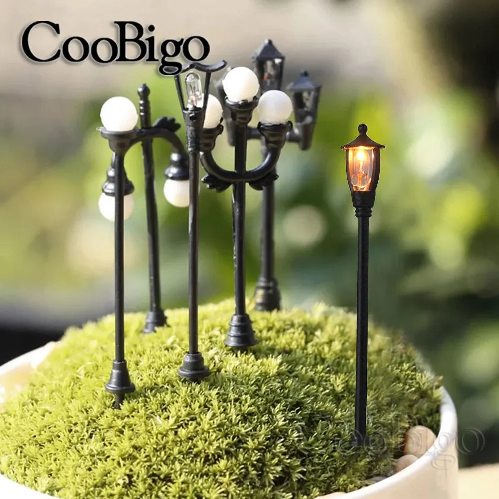 10pcs Mini LED Street Lamp Set – Micro Lamppost Lights for DIY Model, Garden & Landscape Decoration