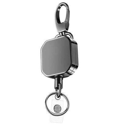 Heavy Duty Retractable Metal Carabiner Keychain with 28.3-Inch Steel Wire Cord – Badge Reel Clip