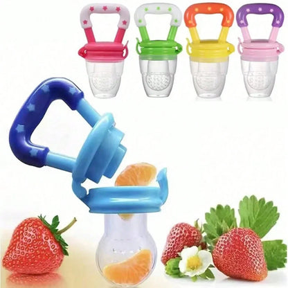 4-Piece Baby Feeding Set - Bottle, Fruit & Vegetable Feeder with Suction Base and Mesh Bags