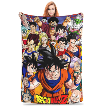 Dragon Ball Z Anime Blanket – Goku Flannel Throw for Bed & Sofa, Warm Cozy DBZ Blanket for Spring & Autumn