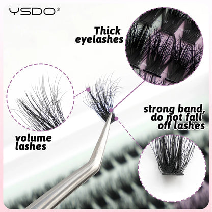 YSDO Premade Volume Fans Eyelash Extensions – 10/14 Rows Natural Mink Individual Cluster Lashes for Makeup