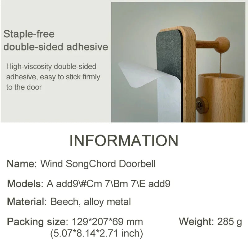 432Hz Wooden Doorbell Chime - Musical Entry Door Bell for Home, Business, Fridge & Housewarming Gift