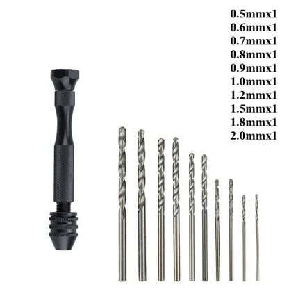 Mini Aluminum Hand Drill with Keyless Chuck – HSS Steel Twist Drill Bit for Woodworking & Manual Drilling