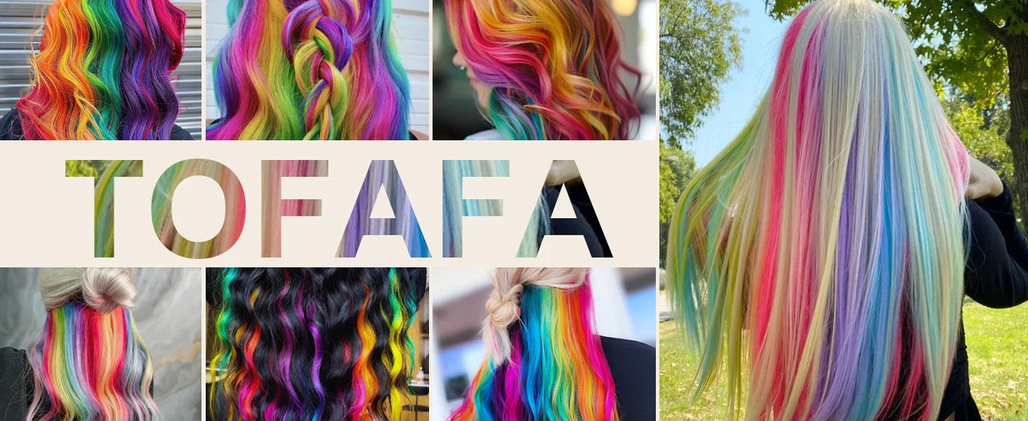 1/5/11 Pack 22" Clip-In Multi-Color Rainbow Hair Extensions – Synthetic Highlights for Girls, Women & Kids