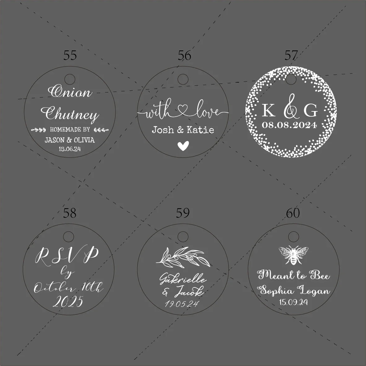 BY49 35mm Kraft & Black Paper Labels – Customizable Name & Date Wedding Decoration Stickers