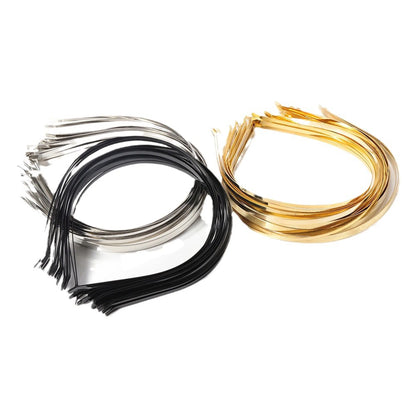 20Pcs Metal Hairbands for Girls – 1.2mm to 10mm Gold, Silver & Black Headbands for Hair Crafts & Hair Accessories