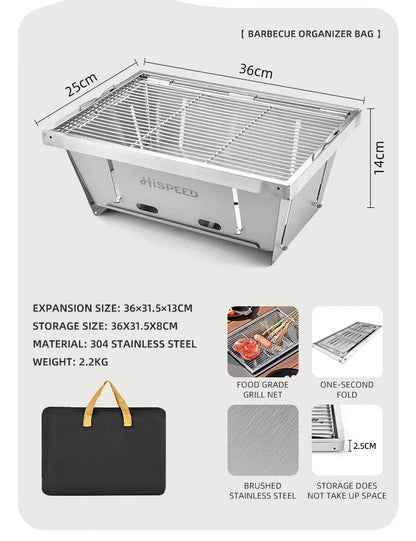 Hispeed Outdoor Camping Folding IGT Table – Multifunctional Wood Table with Gas Stove for BBQ, Picnic & Camp Grill