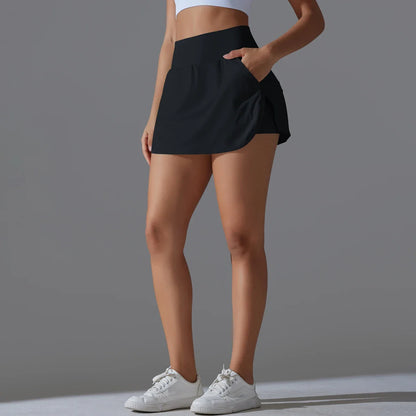 Outdoor Sports High Waist Yoga Skirt — Breathable Badminton Tennis Active Fitness Athletic Short Skirt