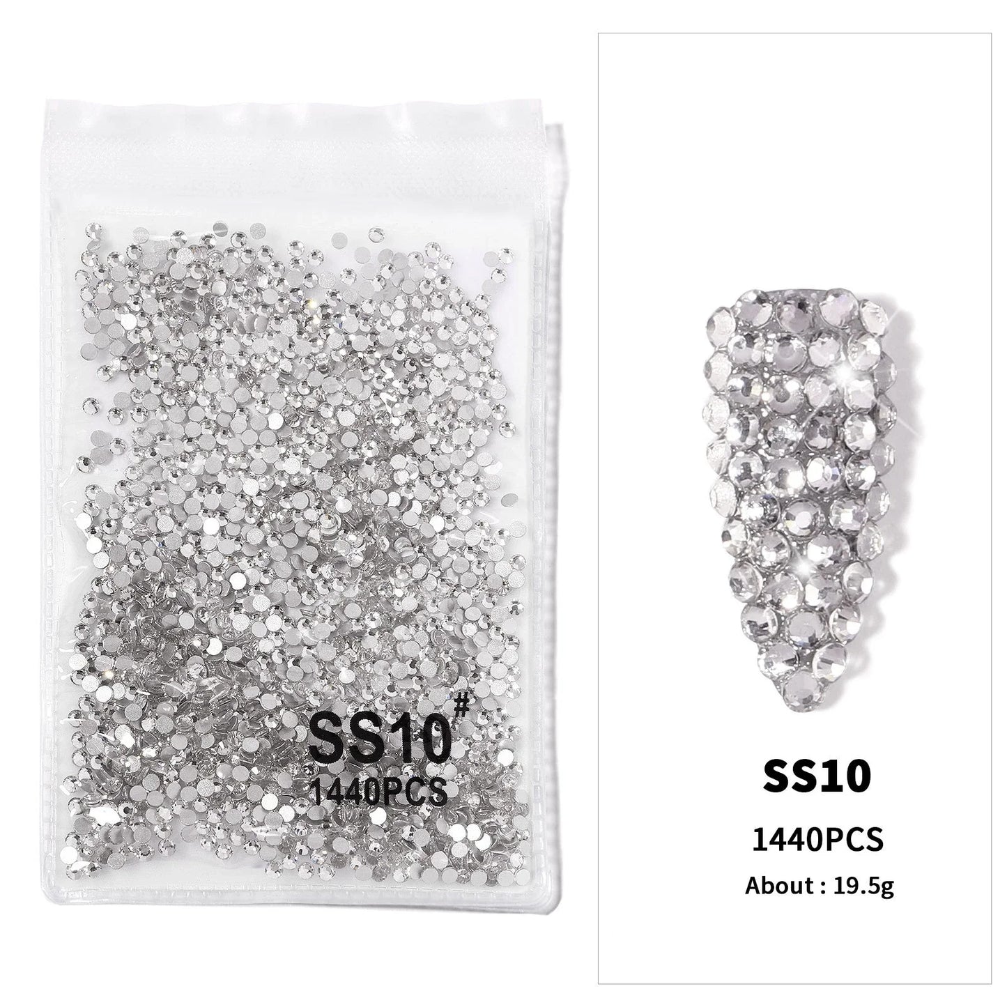 12-Grid 3D Glass AB Crystal Nail Art Rhinestones Kit – Flatback Round Beads with Tools for Nail Jewelry & Diamond Decoration