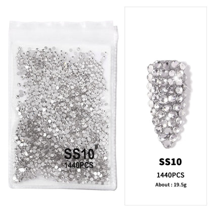 12-Grid 3D Glass AB Crystal Nail Art Rhinestones Kit – Flatback Round Beads with Tools for Nail Jewelry & Diamond Decoration