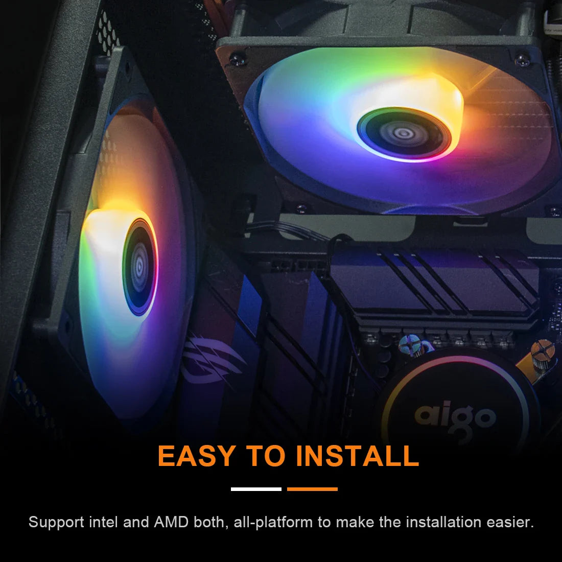 Aigo ACSE Water Cooling CPU Cooler – 120/240mm RGB Fan Liquid Heatsink Radiator for LGA 2066/2011/1151/1155/AM3+/AM4